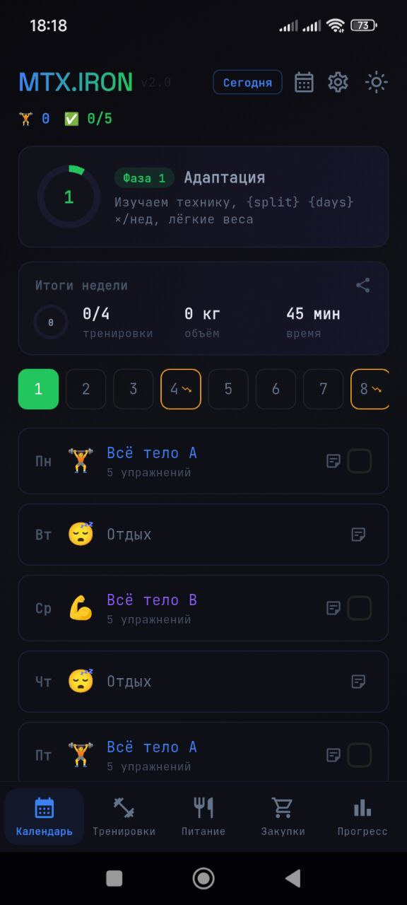 Программа тренировок